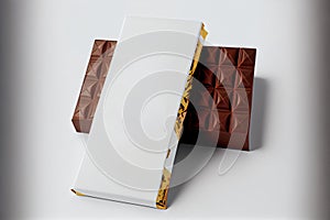 White Chocolate Packaging with chocolate bar on white, AI Generated