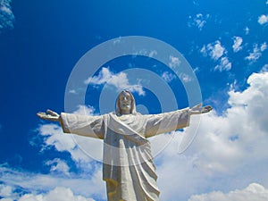 White Christ, monument in Sacsayhuaman, Cusco.