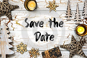 White Christmas Background, English Text Save The Date