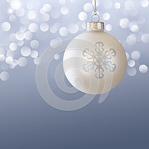 White Christmas Ball Ornament Elegant Blue Gray