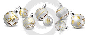 White Christmas ball set with gold decoration