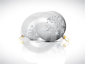 White Christmas bulbs with snowflakes ornaments photo