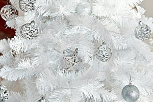 White Christmas decorations in studio