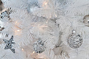 White Christmas decorations in studio