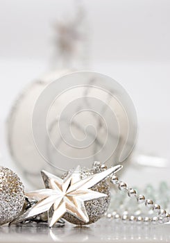 White christmas silver star and ball