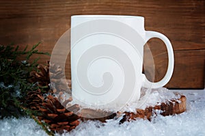 White christmas styled mug mock up