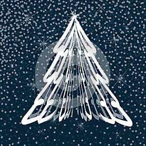 White Christmas tree abstract. Illustrat3. hand drawing. Not AI, Vector illustration photo