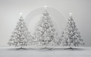 White christmas tree decoration on white room 3d rendering