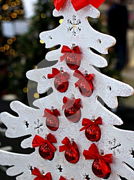 White Christmas tree with red balls