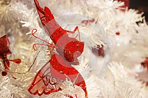 White Christmas Tree and Red Buterfly photo