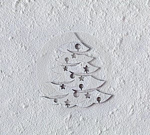 White christmas tree on white textured background