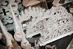 White Christmas wooden decorations on sale