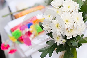 White chrysanthemum flower bouquet