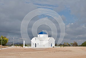 White church on the beach in Paphos