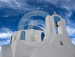 White church in Chora on Ios island, Cyclades, Greece
