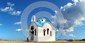 White church on crete panorama