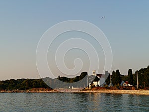 A white church on the Croatian island Olib