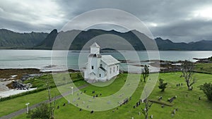 white church on lofoten islands, norway