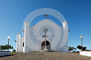 White church in Mina de Sao Domingos Alentejo, Portugal photo