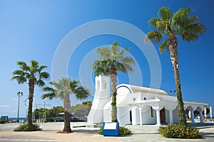 White church and palms, Agia napa