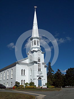 White Church with Tall Steeple