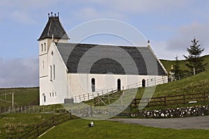 White church, Uig, Isle of Skye, Scotland.