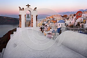 White Churches of Oia Village in the Morning, Santorini, Greece
