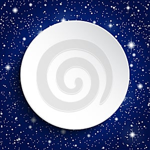 White circle banner on a starry sky. Eps 10.