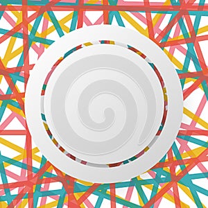 White circle board and border on colorful line abstract design background concept