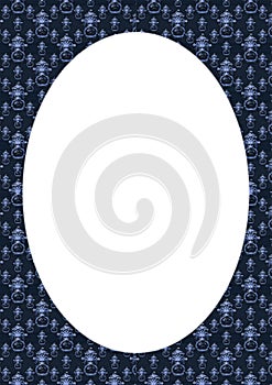 White Landscape Frame with Decorated Blue Curved Borders