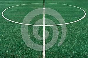 White circle line at center of football pitch