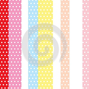 White circle polka dot pattern sweet colorful vertical striped b