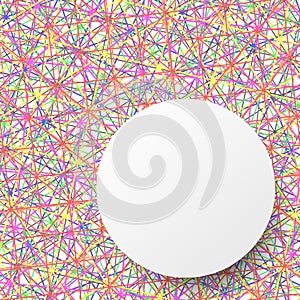 White circle template on colorful line abstract design background
