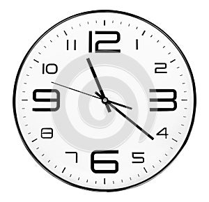 White circle wall clock isolated on white background with clipping path