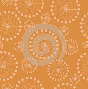 White circles on orange background