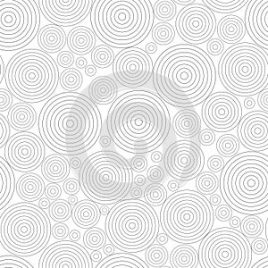 white circles spirals vector seamless pattern. Circles from edges to center large and small circles