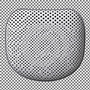 White circular object with black dot pattern