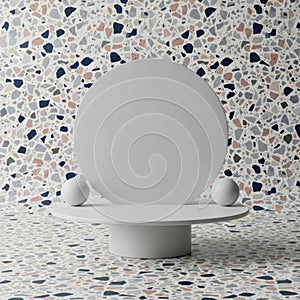 A white circular object on a table with a colorful background