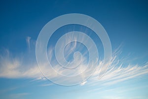 White Cirrostratus Clouds On Sky In Spring