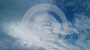 White cirrus or cirrostratus cloudscape on beautiful sunny clear sky. Tropical summer sunlight. Timelapse.