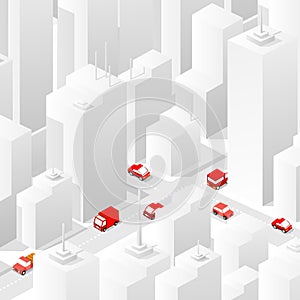 White City 3D illustration Isometric view of skyscraper