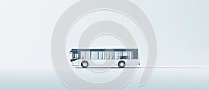 White city bus on white background, side view