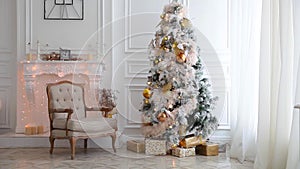 White classic Christmas and New Year interior