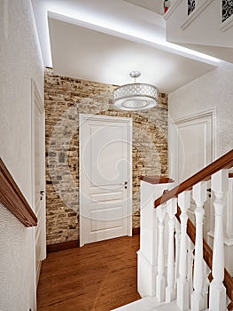 White Classic Wooden Staircase Interior Design