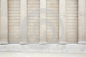 White classical columns and wall background photo