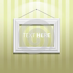 White classis frame on the wall. Vector Illustration