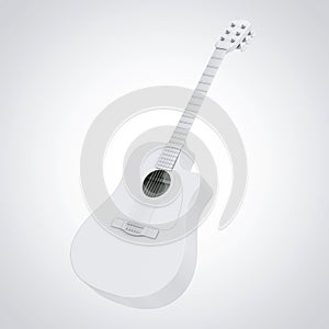 White Clay Style Acoustic Guitar. 3d Rendering