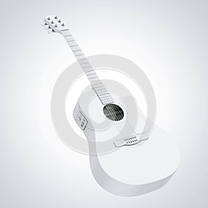 White Clay Style Acoustic Guitar. 3d Rendering