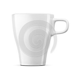 White clean ceramic tea cup with space for branding isolated on white