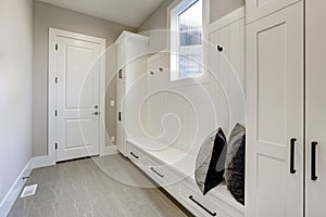 White clean hallway in luxury modern house photo